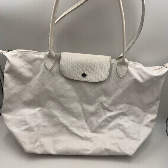 LONGCHAMP white large canvas purse - Picture 9 of 12